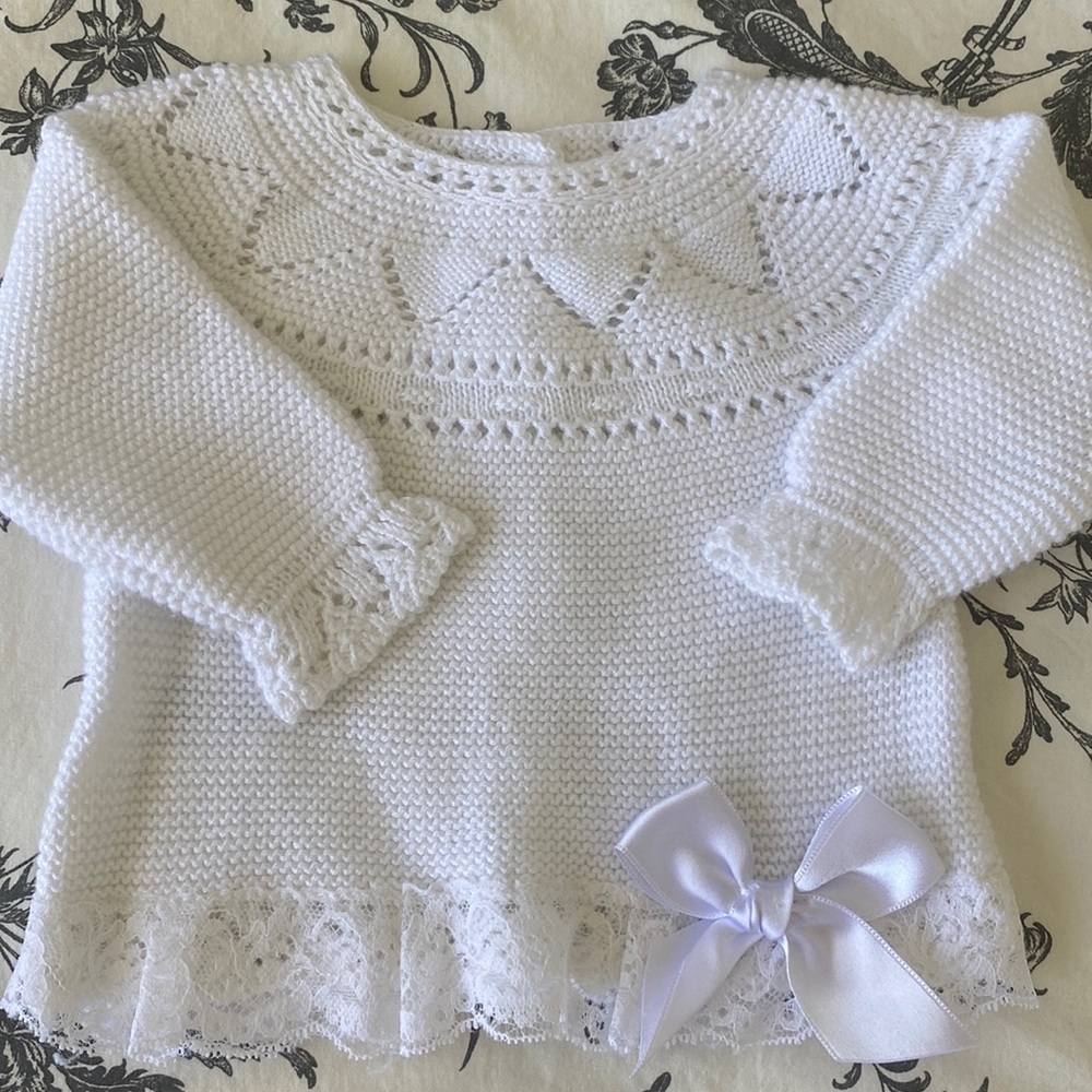 White knit cardigan, newborn, Lola palacios